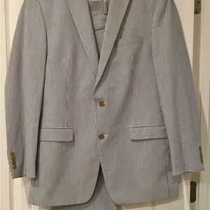 Ralph Lauren Black Label Lightweight Suit in Navy and White Stripes Size 42L